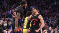 New York Knicks stars MItchell Robinson and Josh Hart in game against the Indiana Pacers.