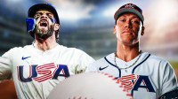 Bryce Harper, Aaron Judge both in 2026 Team USA WBC jerseys.