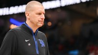 Kentucky Wildcats head coach Mark Pope looks on after the game against the Iowa State Cyclones during a second round game of the men's 2026 NCAA Tournament at Enterprise Center.