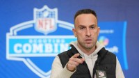 Miami Dolphins coach Jeff Hafley speaks at the NFL Scouting Combine at the Indiana Convention Center.