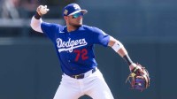 Los Angeles Dodgers second baseman Miguel Rojas against the Chicago White Sox during a spring training game at Camelback Ranch-Glendale.
