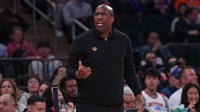 New York Knicks head coach Mike Brown reacts during the first half against the Washington Wizards at Madison Square Garden.