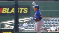 Chicago Cubs designated hitter catcher Moises Ballesteros (25) circles the bases on a two run home run against the Pittsburgh Pirates during the first inning at PNC Park.