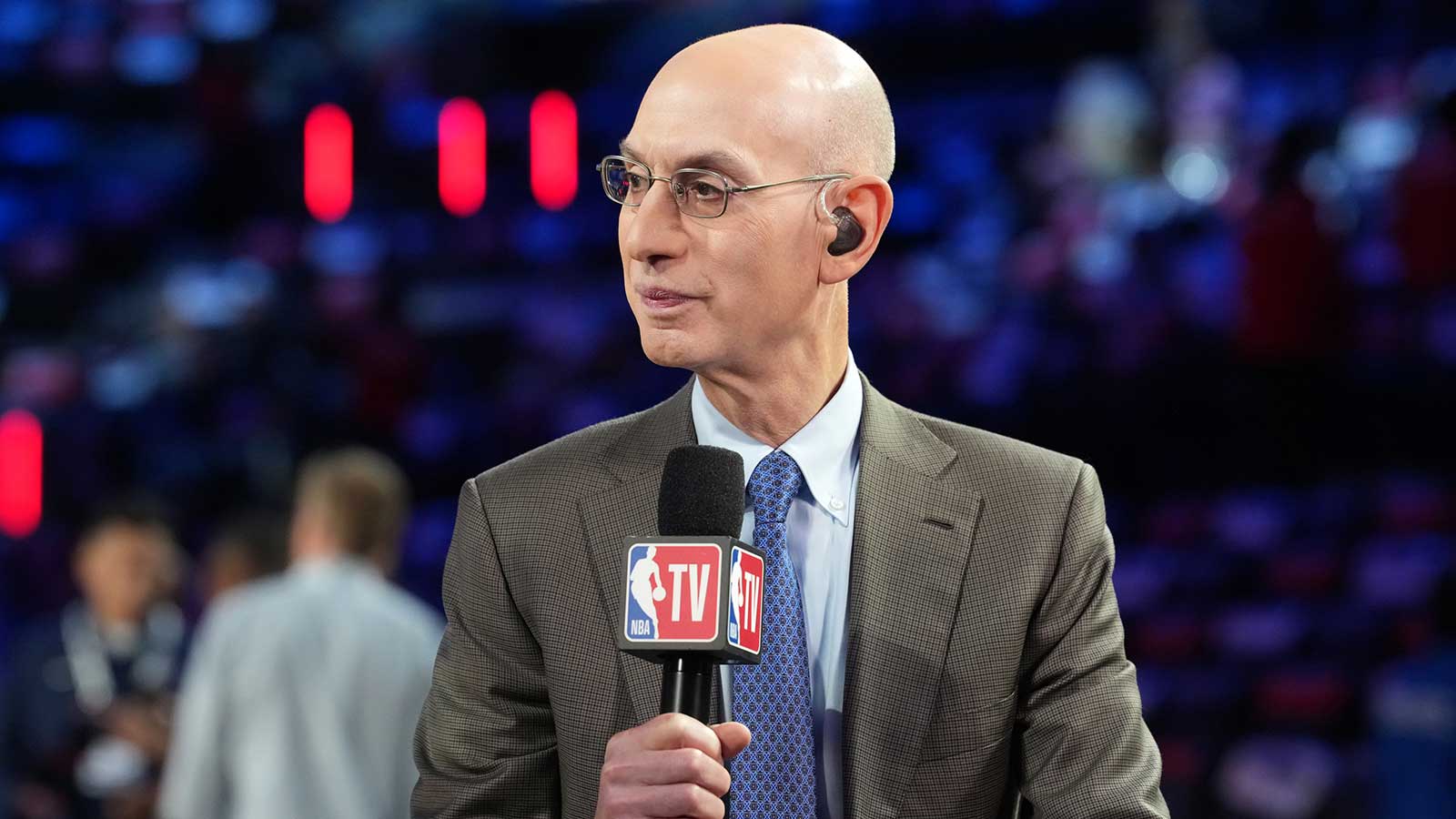 NBA commissioner Adam Silver talks to media before the 75th NBA All Star Game at Intuit Dome.