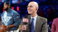 NBA commissioner Adam Silver talks to media before the 75th NBA All Star Game at Intuit Dome.