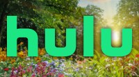 Hulu logo in front of springtime background to represent March.
