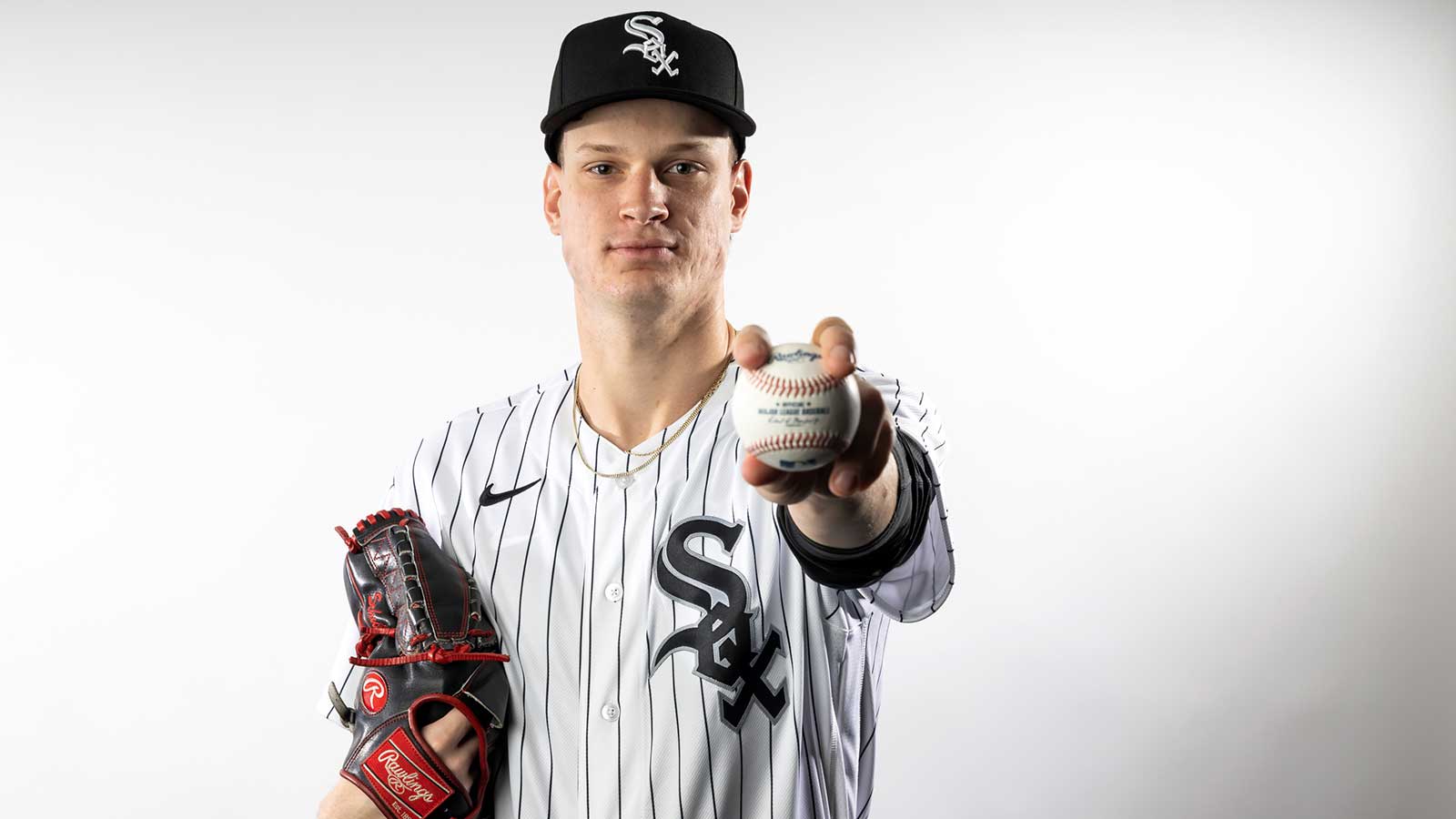 Chicago White Sox pitcher Noah Schultz poses for a portrait during photo day at Camelback Ranch. 