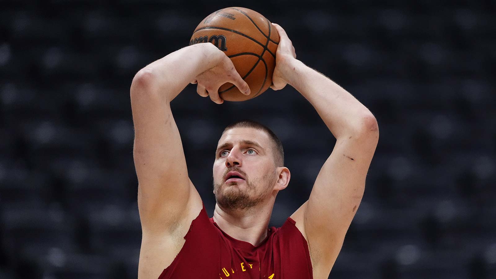 Nuggets center Nikola Jokic (15) before the game against the Portland Trail Blazers at Ball Arena