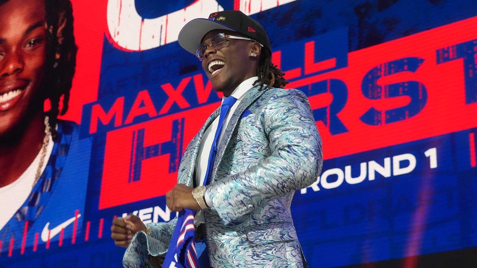 Kentucky Wildcats cornerback Maxwell Hairston is selected by the Buffalo Bills as the number 30 pick in the first round of the 2025 NFL Draft at Lambeau Field. 