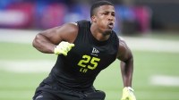 Ohio State linebacker Sonny Styles (LB25) during the NFL Scouting Combine at Lucas Oil Stadium.