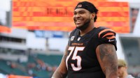 Cincinnati Bengals offensive tackle Orlando Brown Jr. (75) leaves the field after a game against the Arizona Cardinals at Paycor Stadium.
