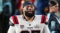 New England Patriots defensive tackle Khyiris Tonga (95) after the game against the Seattle Seahawks in Super Bowl LX at Levi's Stadium.