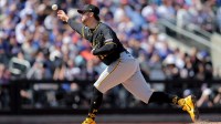 Pittsburgh Pirates starting pitcher Paul Skenes (30) pitches against the New York Mets during the first inning at Citi Field.