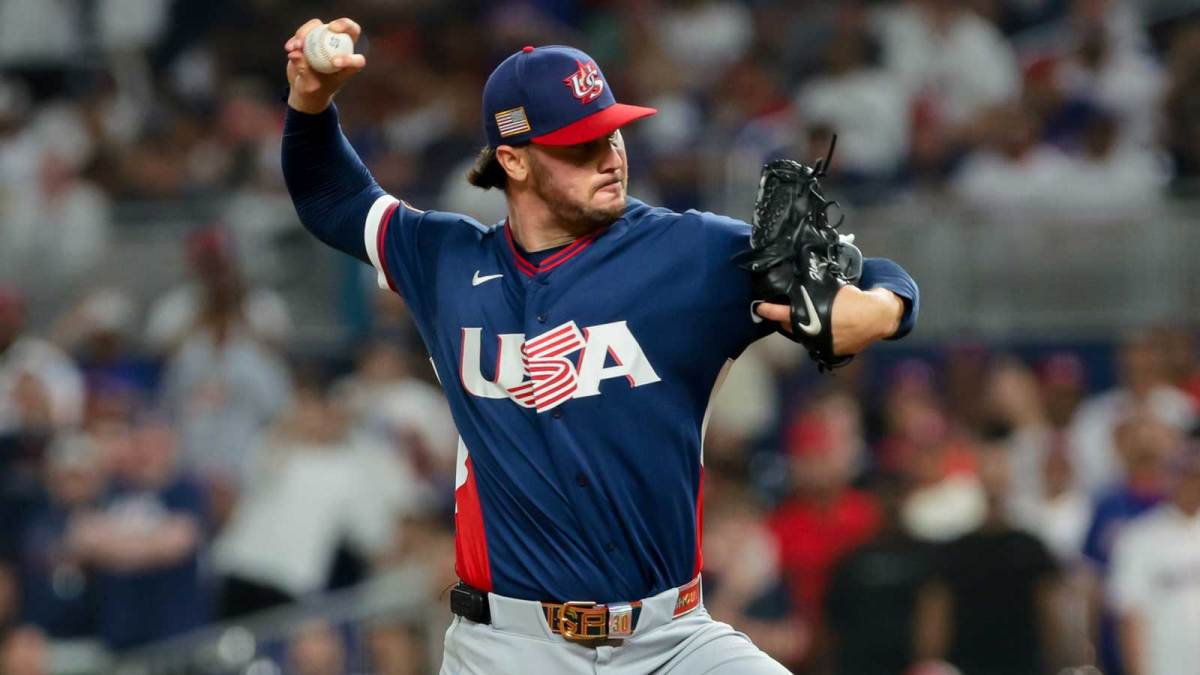 Mar 15, 2026; Miami, FL, United States; United States pitcher Paul Skenes (30) delivers a pitch against the Dominican Republic during a semifinal game of the 2026 World Baseball Classic at loanDepot Park. Mandatory Credit: Sam Navarro-Imagn Images