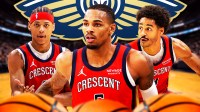 Dejounte Murray, Jordan Poole, Jeremiah Fears, Pelicans logo