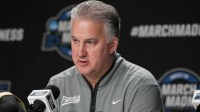Purdue Boilermakers head coach Matt Painter answers media questions after falling to the Arizona Wildcats during a NCAA Tournament game Saturday, March 28, 2026 at SAP Center in San Jose, Calif. Purdue fell to Arizona 79-64.