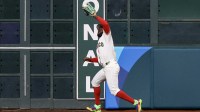 Mexico left fielder Randy Arozarena (56) catches Italy shortstop Sam Antonacci (not pictured) fly ball in the fifth inning at Daikin Park.