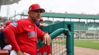 Boston Red Sox manager Alex Cora (13) looks on during the first inning against the Toronto Blue Jays at JetBlue Park at Fenway South