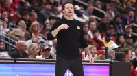 Los Angeles Lakers head coach JJ Redick reacts during a play in the third quarter against the Houston Rockets at Toyota Center.