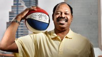 Retired basketball player Artis Gilmore holds a ball from the American Basketball Association, where he played as well as the National Basketball Association and was a college player at Jacksonville University. He is photographed Tuesday, October 17, 2017 in Jacksonville, Florida. (Will Dickey/Florida Times-Union) Jax 101717 1artisgil