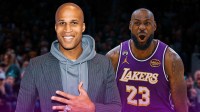 Richard Jefferson in suit, LeBron James Lakers