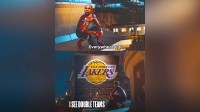 Kevin Durant as Spider-Man, but with caption: Everywhere I go, I see double teams, with Lakers logo on the wall