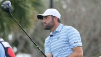 Scottie Scheffler plays his shot from the tenth tee during the final round of the Arnold Palmer Invitational golf tournament.