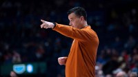 Texas coach Sean Miller works the sideline against Mississippi during their 2026 SEC Men’s Basketball Tournament game at Bridgestone Arena in Nashville, Tenn., Wednesday, March 11, 2026.