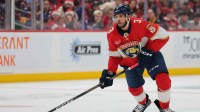 Florida Panthers defenseman Seth Jones (3) moves the puck against the St. Louis Blues during the second period at Amerant Bank Arena.