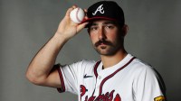 Atlanta Braves pitcher Spencer Strider (99) poses for a photo during media day at CoolToday Park.