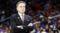 St. John's Red Storm head coach Rick Pitino reacts in the first half during a Sweet Sixteen game of the East Regional of the men's 2026 NCAA Tournament at Capital One Arena.