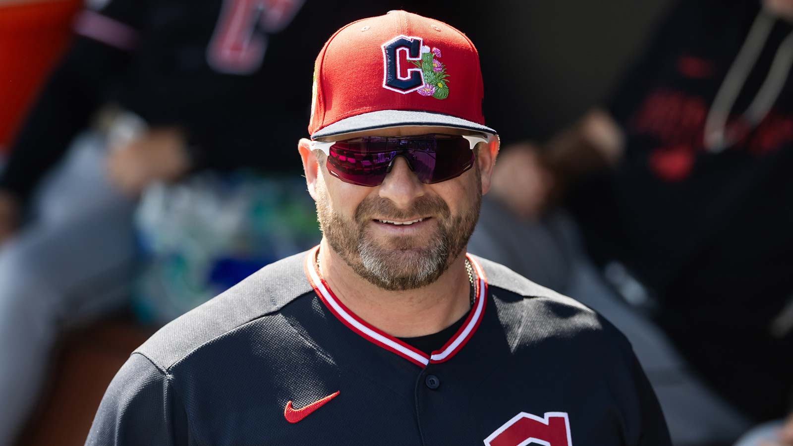 Cleveland Guardians manager Stephen Vogt against the Los Angeles Dodgers during a spring training game at Camelback Ranch-Glendale.