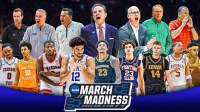 Collage of the following players/coaches: Duke F Cameron Boozer, Arizona G Jaden Bradley, Michigan F Yaxel Lendeborg, UConn HC Dan Hurley, Iowa State G Tamin Lipsey, Purdue HC Matt Painter, Houston HC Kelvin Sampson, Illinois G Keaton Wagler, Arkansas G Darius Acuff Jr., St. John's HC Rick Pitino, Alabama G Labaron Philon, Michigan State HC Tom Izzo, Tennessee F Nate Ament, Iowa G Bennett Stirtz, Texas HC Sean Miller, Nebraska HC Fred Hoiberg March Madness logo in front