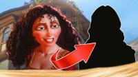 Mother Gothel from Tangled next to silhouette of Agatha All Along star Kathryn Hahn, who will star in the live-action movie remake.