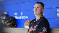 Detroit Tigers starting pitcher Tarik Skubal (29) looks on from the dugout during the first inning against the Toronto Blue Jays at TD Ballpark.