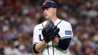 United States pitcher Tarik Skubal (27) reacts to an out against Great Britain during the first inning at Daikin Park.