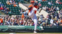 Detroit Tigers pitcher Tarik Skubal (29) throws during the first inning against the Minnesota Twins at Publix Field at Joker Marchant Stadium