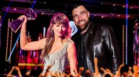Taylor Swift and Travis Kelce at the 2026 iHeartRadio Music Awards.