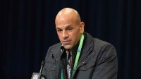Tennessee Titans coach Robert Saleh speaks at the NFL Scouting Combine at the Indiana Convention Center.