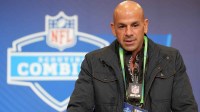 Tennessee Titans coach Robert Saleh speaks at the NFL Scouting Combine at the Indiana Convention Center.