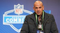 Tennessee Titans coach Robert Saleh speaks at the NFL Scouting Combine at the Indiana Convention Center.