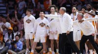 Tennessee Volunteers head coach Rick Barnes reacts to a play against the Vanderbilt Commodores during the second half at Thompson-Boling Arena at Food City Center.