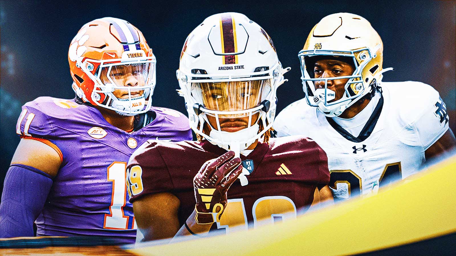 Peter Woods, Keith Abney II, Jadarian Price all beside each other, Houston Texans wallpaper in the background