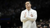 Texas Longhorns head coach Sean Miller in the second half against the Gonzaga Bulldogs during a second round game of the men's 2026 NCAA Tournament at Moda Center.