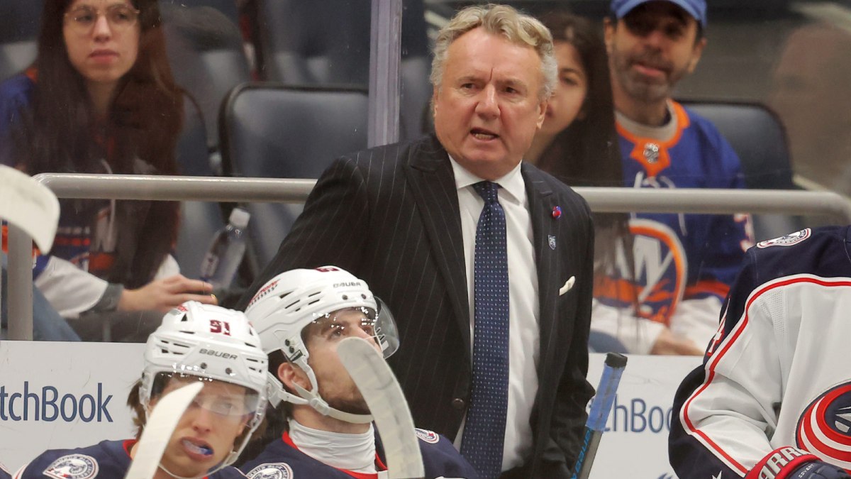 Columbus Blue Jackets head coach Rick Bowness coaches against the New York Islanders during the first period at UBS Arena