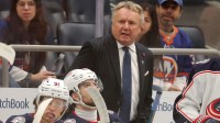 Columbus Blue Jackets head coach Rick Bowness coaches against the New York Islanders during the first period at UBS Arena