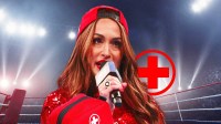 WWE Superstar Nikki Bella with injury symbol.