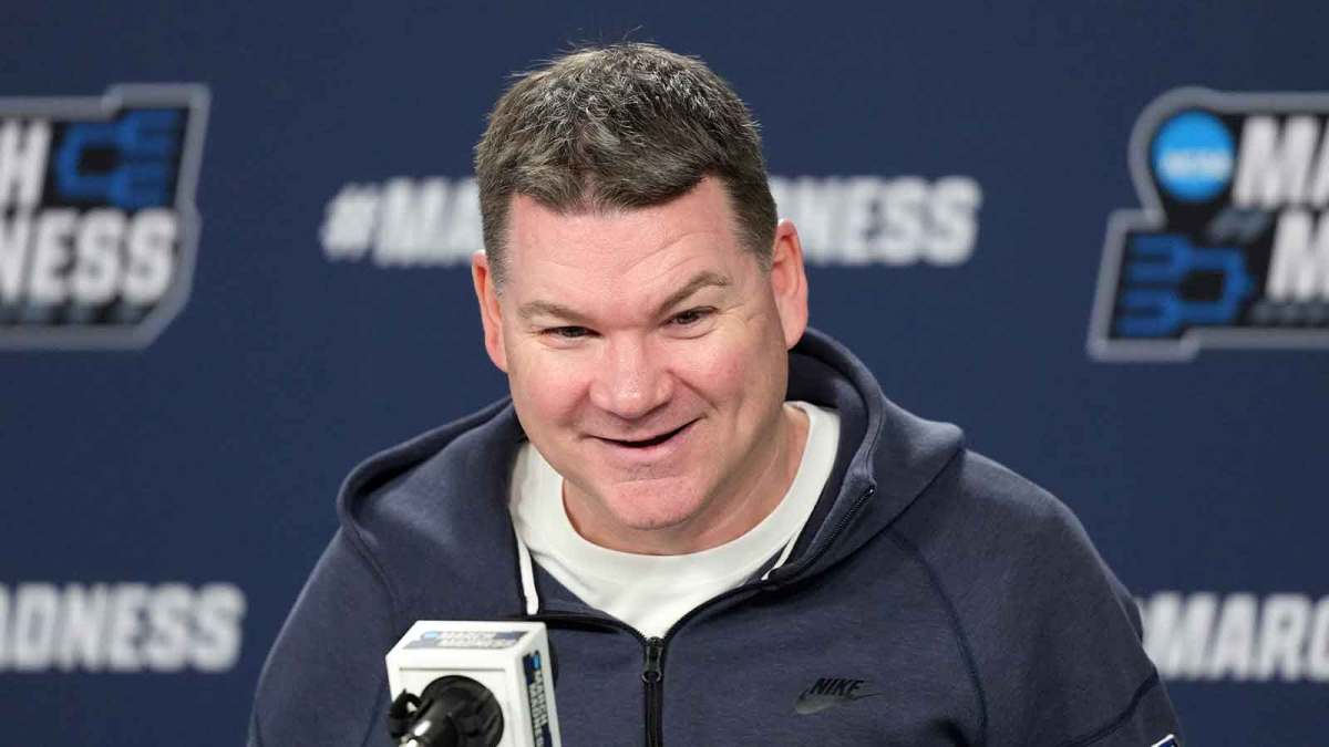 Arizona Wildcats head coach Tommy Lloyd during a press conference ahead of the first round of the men's 2026 NCAA Tournament at Viejas Arena. Mandatory Credit: Kirby Lee-Imagn Images
