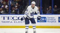 Toronto Maple Leafs defenseman Brandon Carlo (25) during the game against the Tampa Bay Lightning in the third period at Benchmark International Arena.