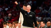 Miami (OH) RedHawks head coach Travis Steele communicates with players in the first half of a NCAA men’s basketball game between the Miami Redhawks and Toledo Rockets, Tuesday, March 3, 2026, at Millett Hall in Oxford, Oh.